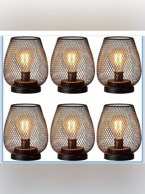 NIB Needomo 6 Pack Outdoor/Indoor Bronze Table Lanterns,Battery Operated,Edison
